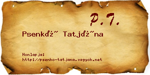Psenkó Tatjána névjegykártya